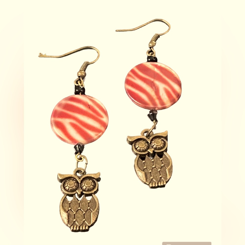 🎈Sale 🎈2 for $10 just in for fall handmade red animal print owl earrings